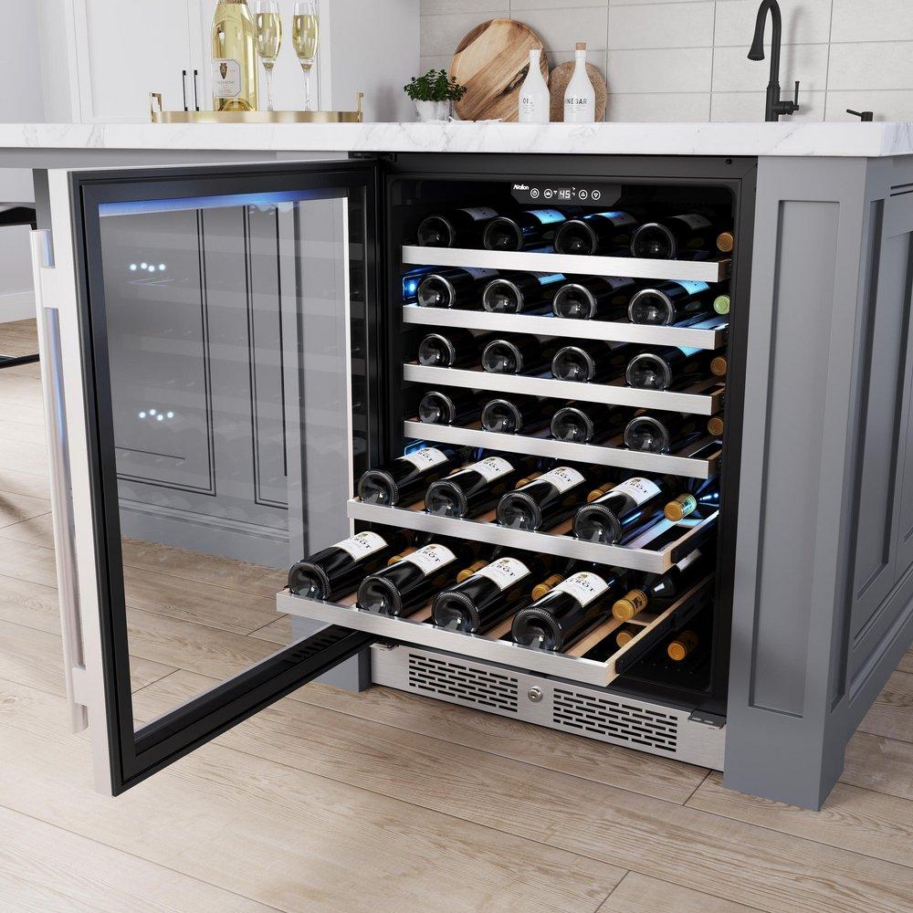 Avallon Stainless Steel 23-7/16 in. Built-in Wine Cooler in Stainless Steel 