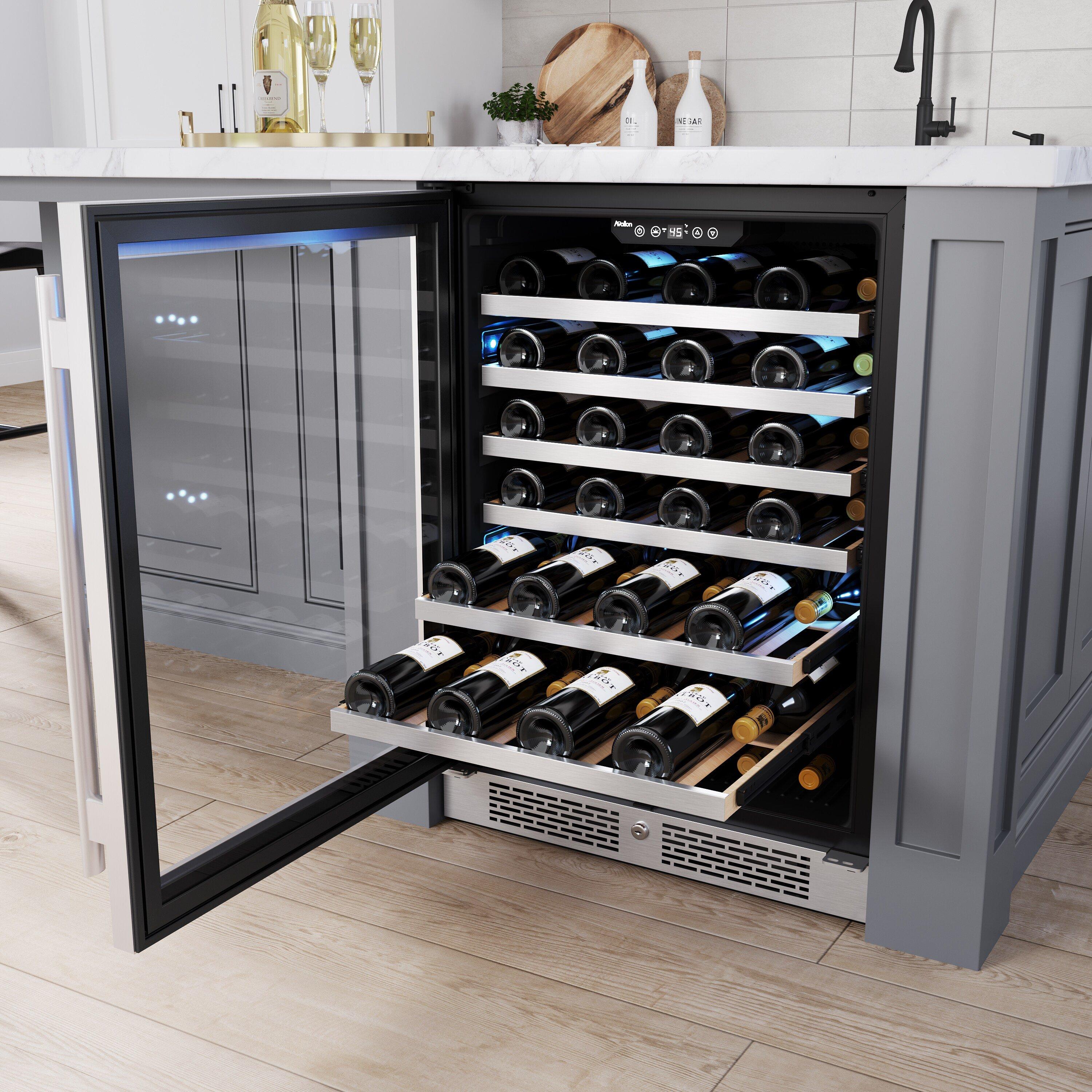 Avallon Stainless Steel 23-7/16 in. Built-in Wine Cooler in Stainless Steel 
