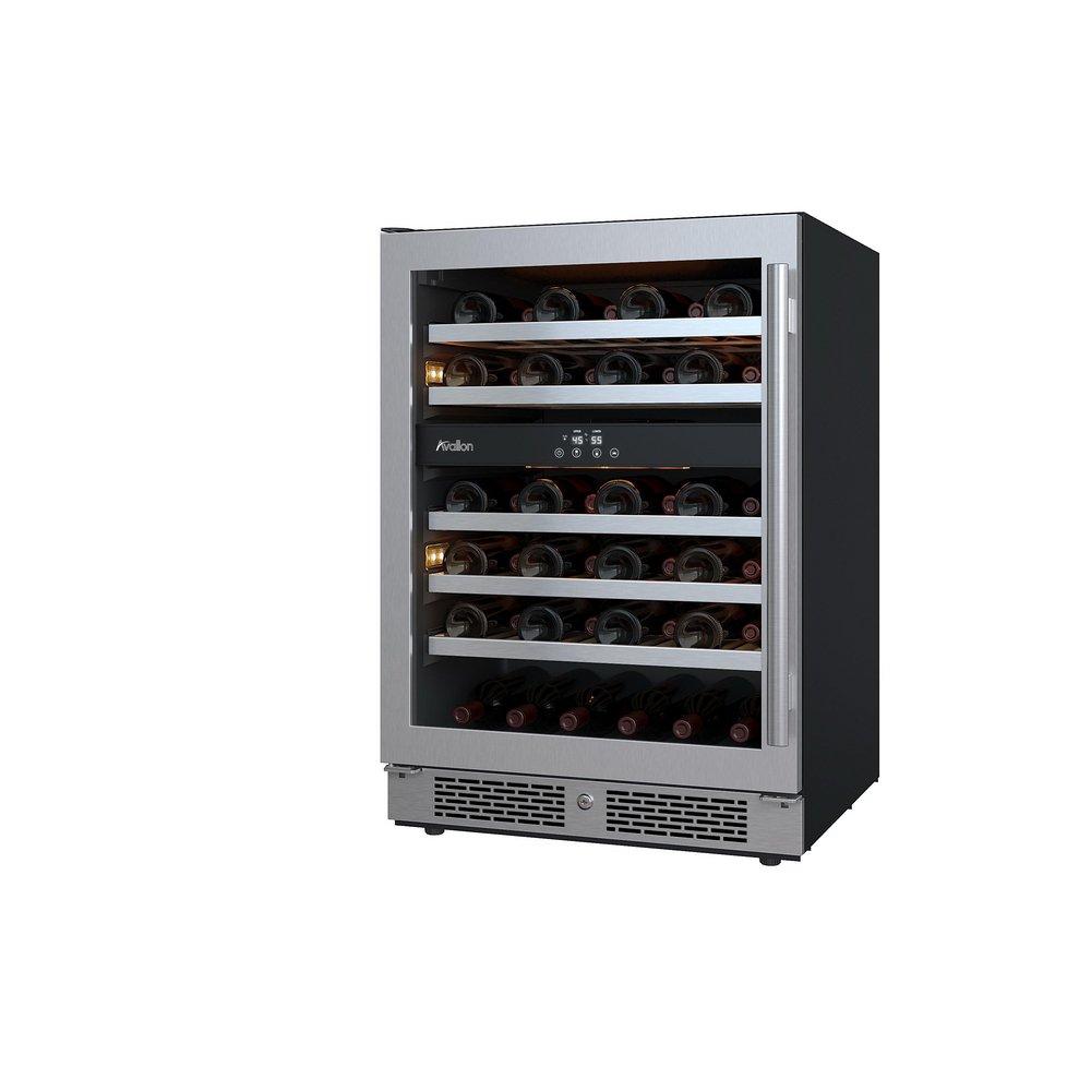 Avallon Stainless Steel 24 in. Built-in Dual Zone Left Hand Wine Cooler 
