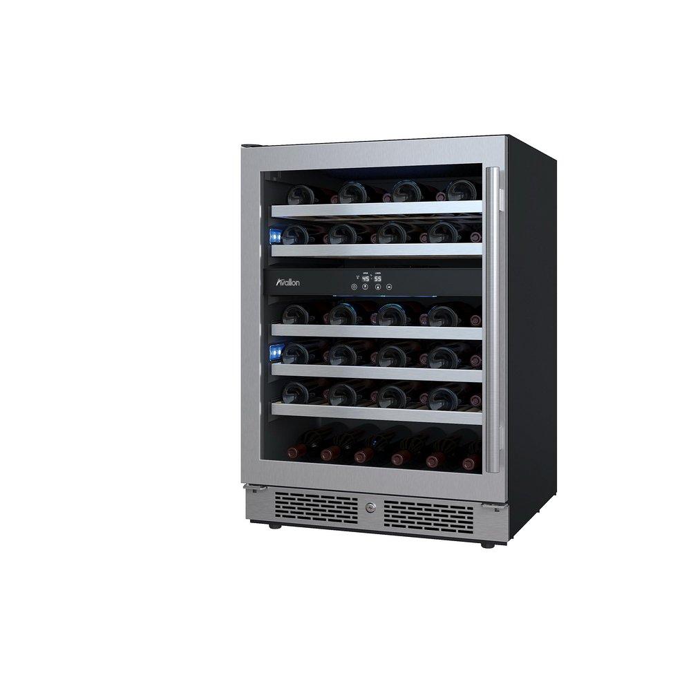 Avallon Stainless Steel 24 in. Built-in Dual Zone Left Hand Wine Cooler 