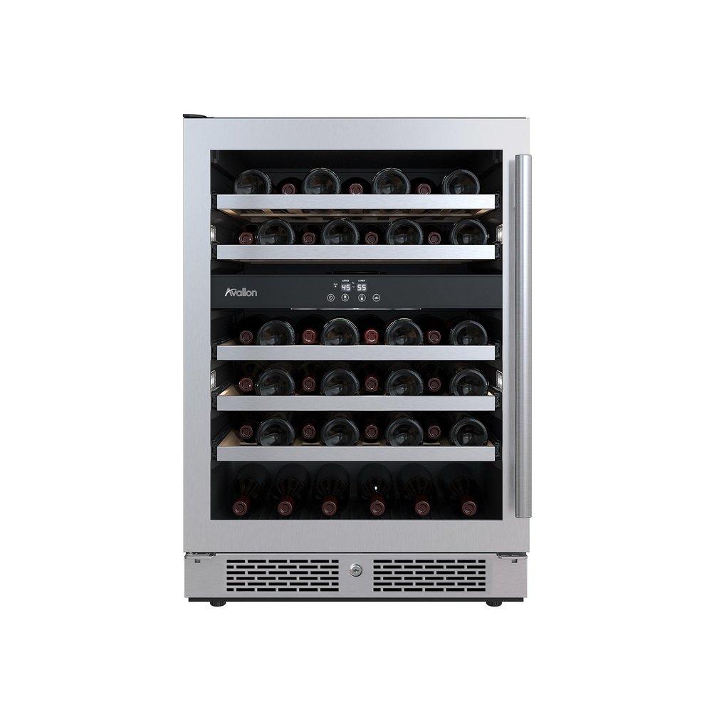 Avallon Stainless Steel 24 in. Built-in Dual Zone Left Hand Wine Cooler 
