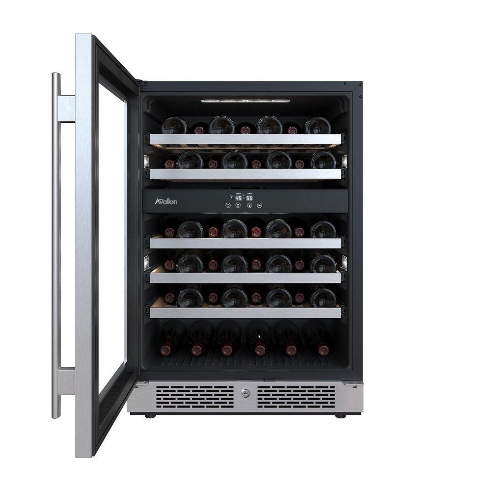 Avallon Stainless Steel 24 in. Built-in Dual Zone Left Hand Wine Cooler 