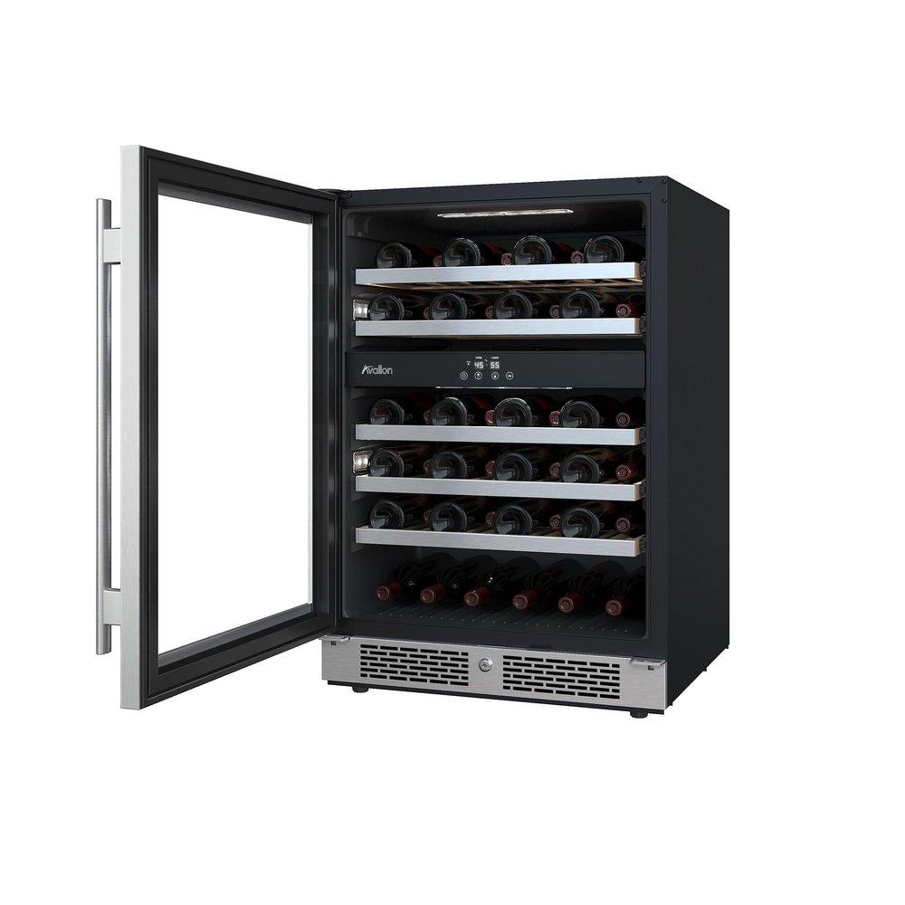 Avallon Stainless Steel 24 in. Built-in Dual Zone Left Hand Wine Cooler 