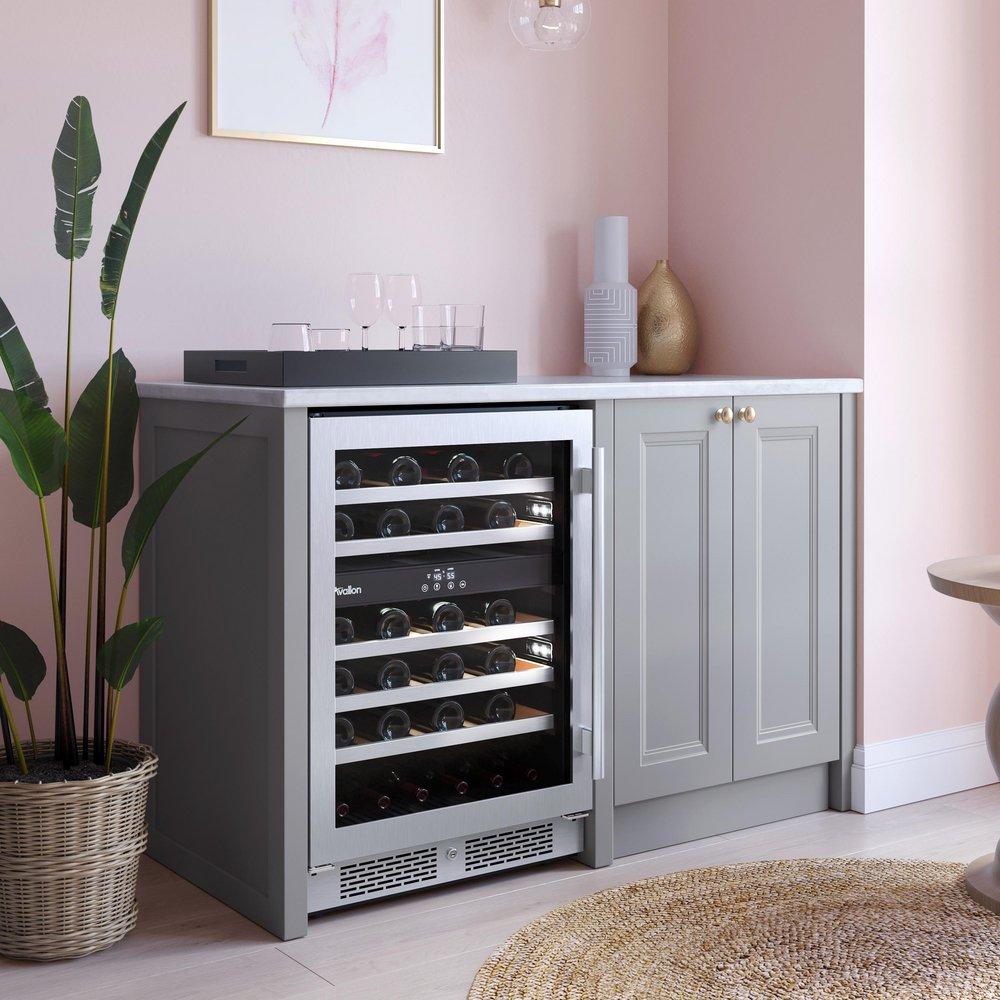 Avallon Stainless Steel 24 in. Built-in Dual Zone Left Hand Wine Cooler 