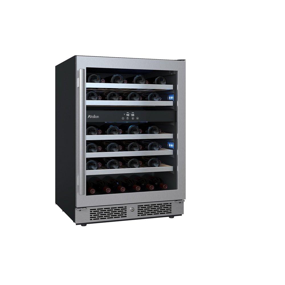 Avallon Stainless Steel 24 in. Built-in Dual Zone Right Hand Wine Cooler 