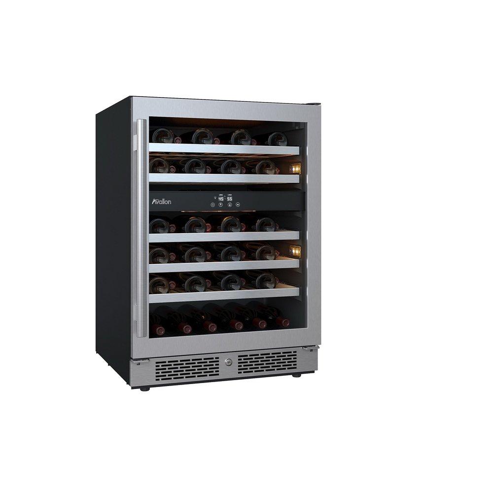 Avallon Stainless Steel 24 in. Built-in Dual Zone Right Hand Wine Cooler 