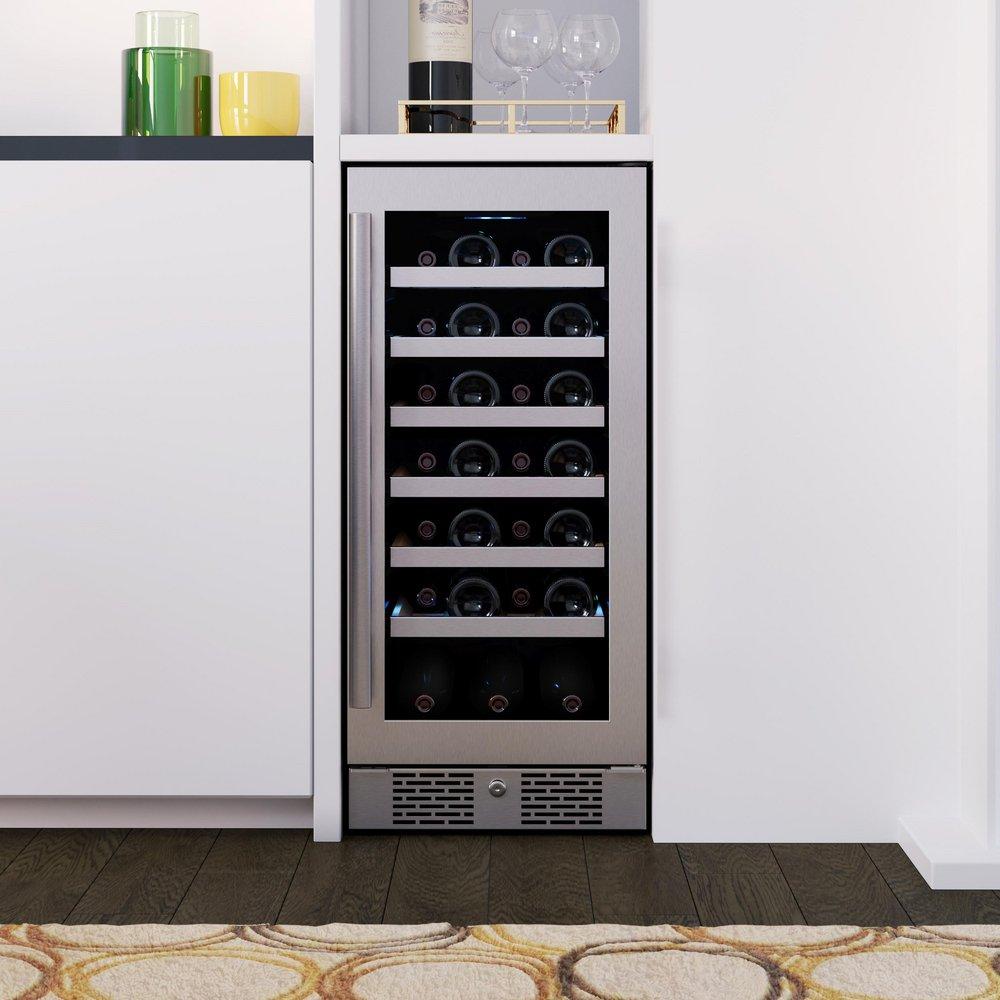 Avallon Stainless Steel 15 in. Built-in Single Zone Wine Cooler 