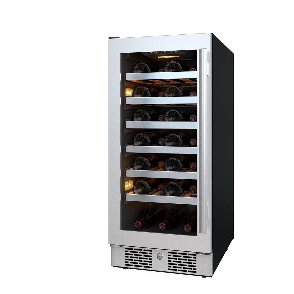 Avallon Stainless Steel 15 in. Built-in Single Zone Left Hand Wine Cooler 