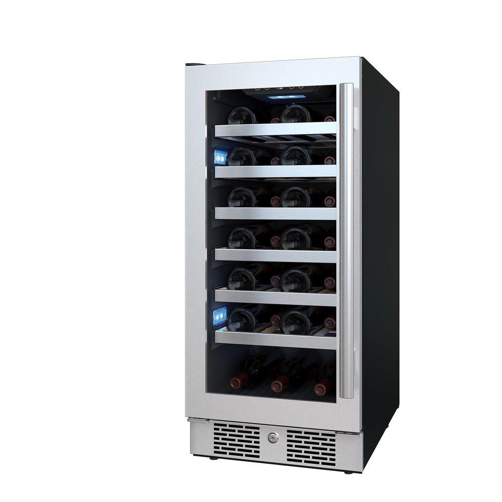 Avallon Stainless Steel 15 in. Built-in Single Zone Left Hand Wine Cooler 