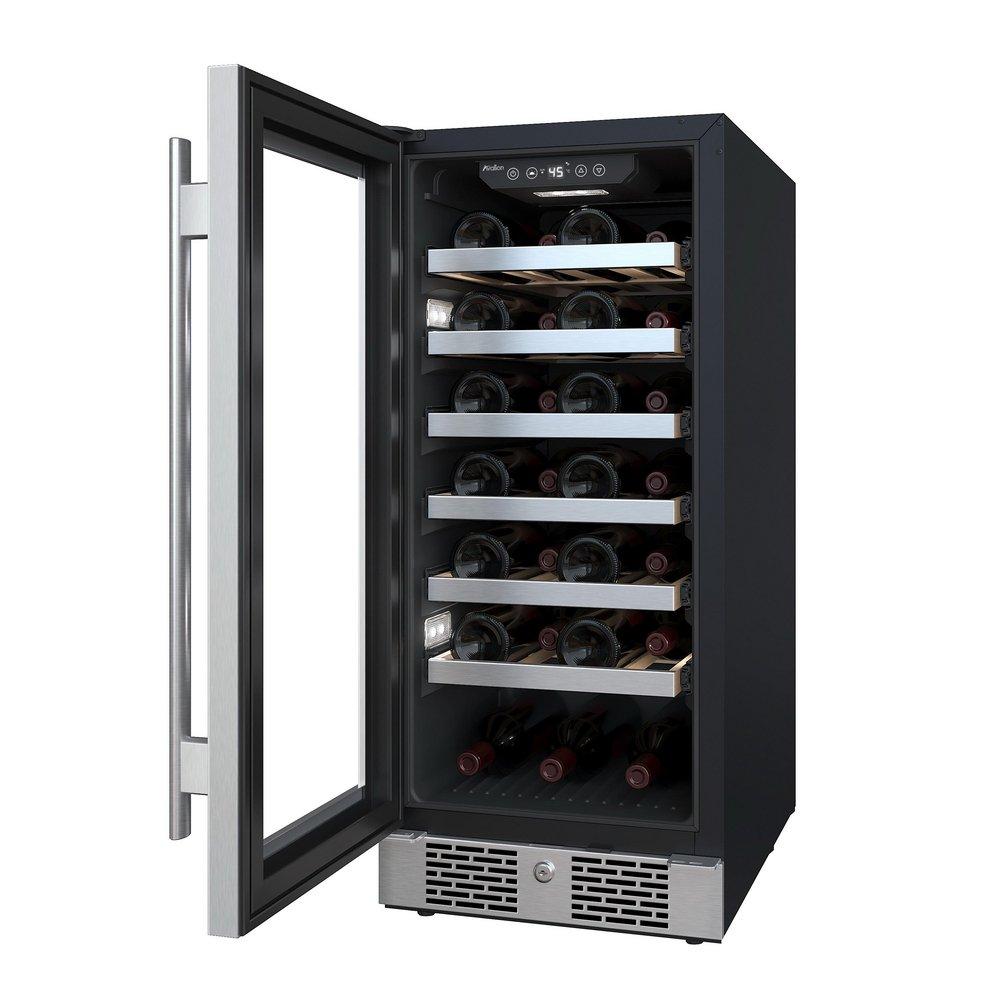 Avallon Stainless Steel 15 in. Built-in Single Zone Left Hand Wine Cooler 