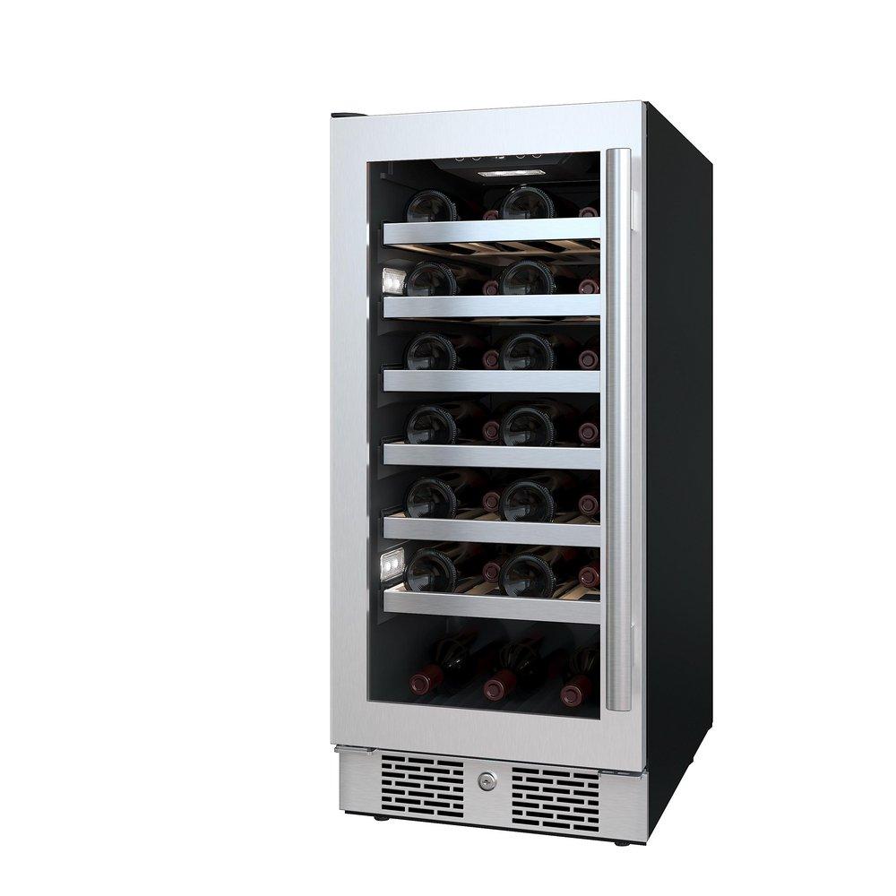 Avallon Stainless Steel 15 in. Built-in Single Zone Left Hand Wine Cooler 