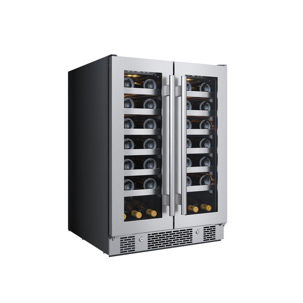 Avallon Stainless Steel 24 in. Built-in French Door Wine Cooler 