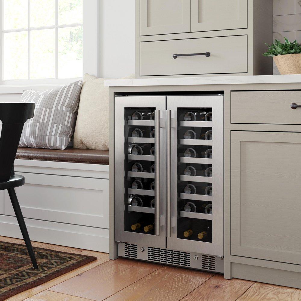 Avallon Stainless Steel 24 in. Built-in French Door Wine Cooler 