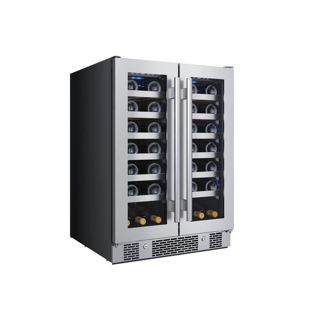 Avallon Stainless Steel 24 in. Built-in French Door Wine Cooler 