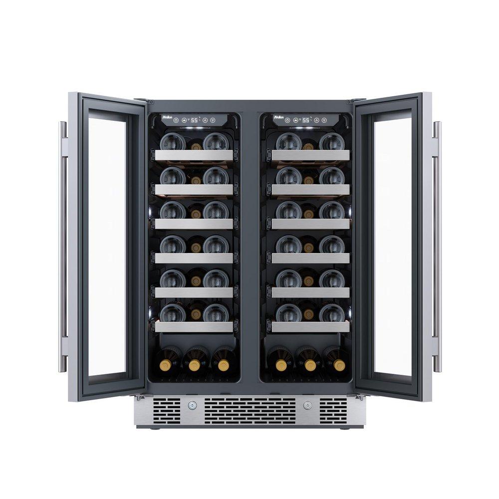Avallon Stainless Steel 24 in. Built-in French Door Wine Cooler 