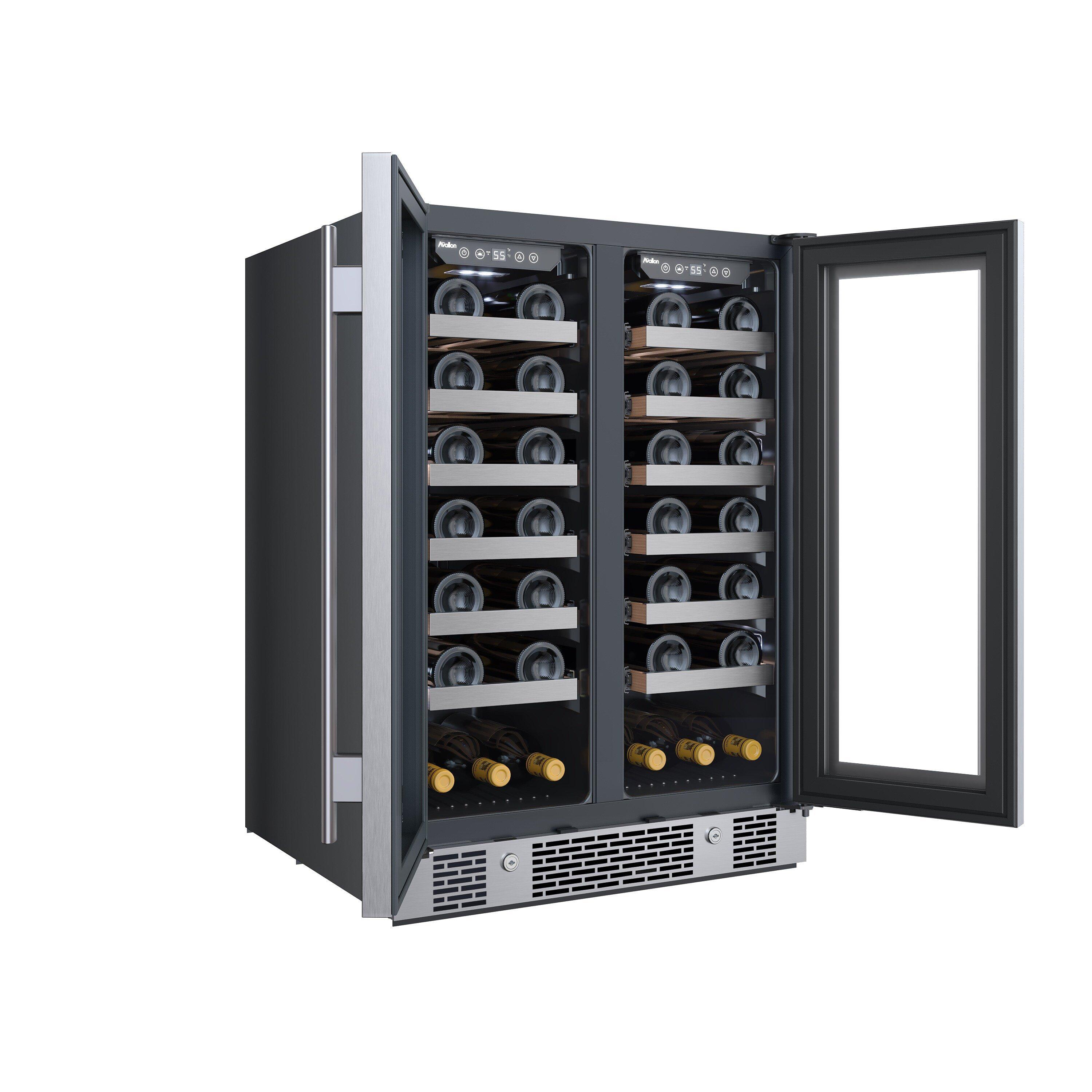 Avallon Stainless Steel 24 in. Built-in French Door Wine Cooler 