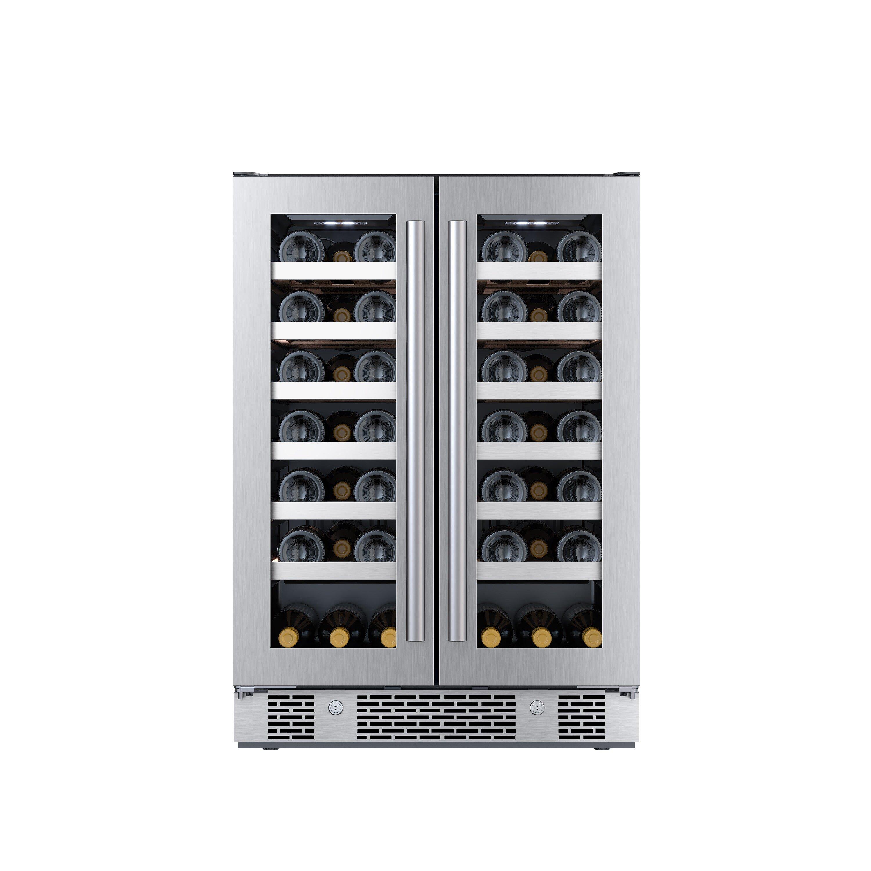 Avallon Stainless Steel 24 in. Built-in French Door Wine Cooler 