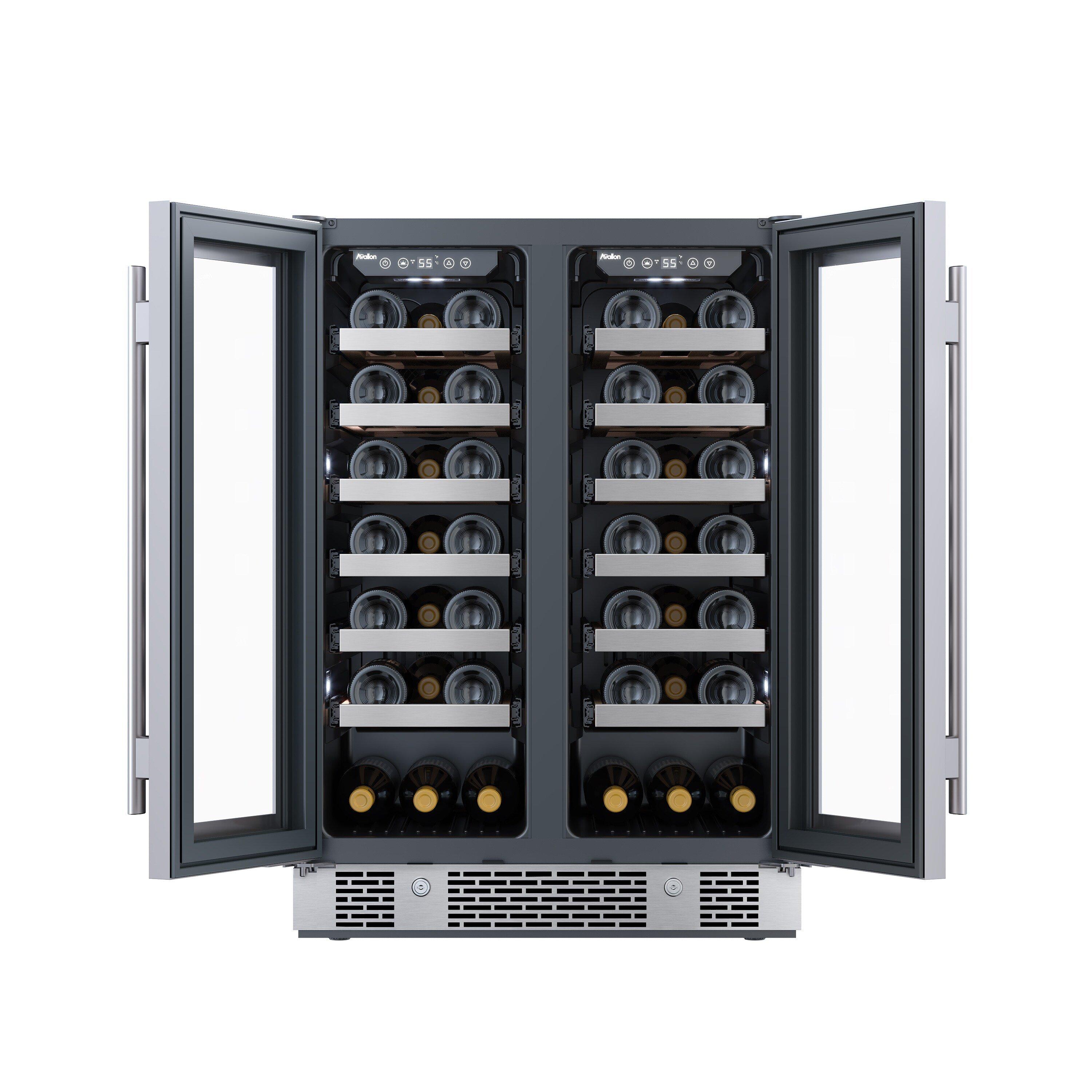 Avallon Stainless Steel 24 in. Built-in French Door Wine Cooler 