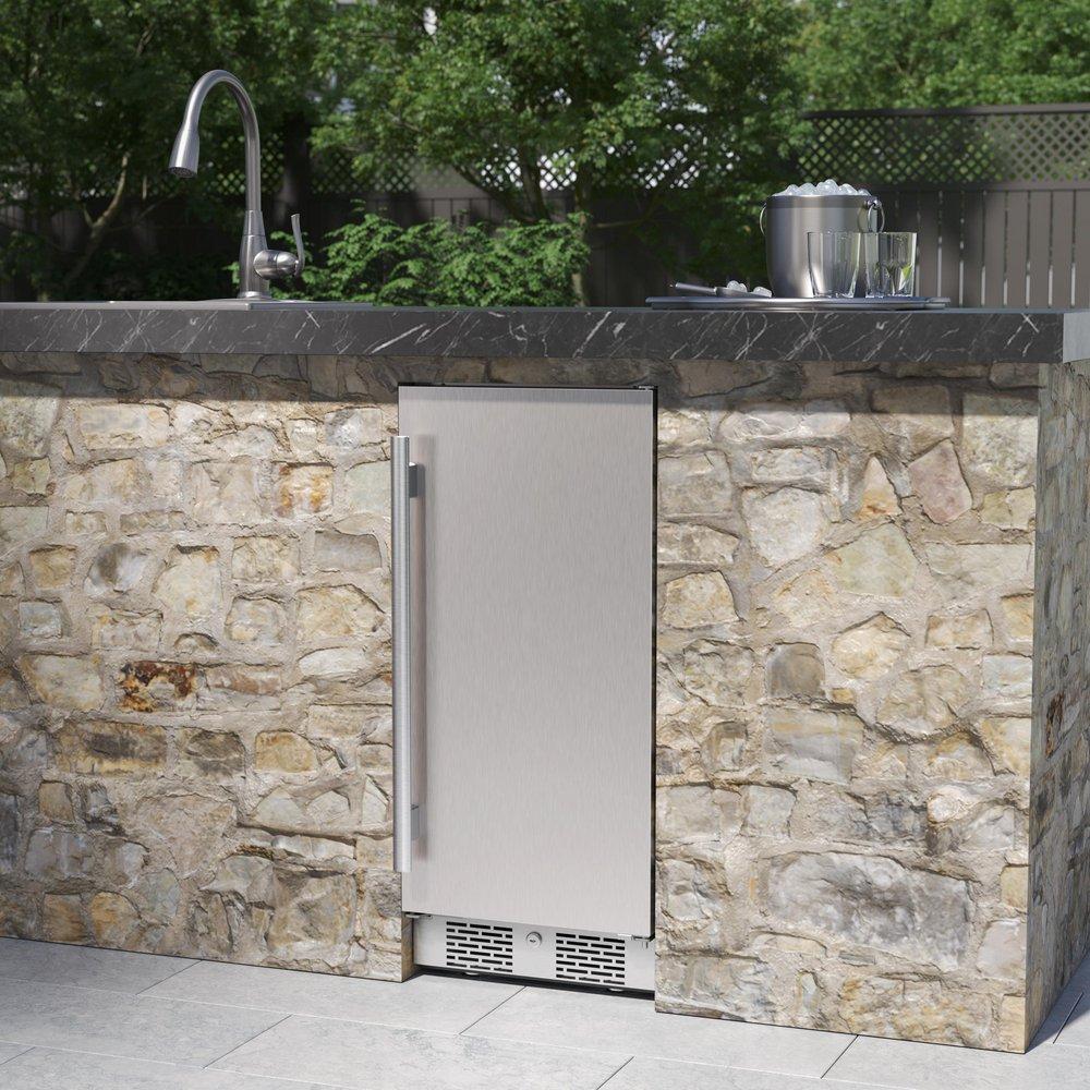 Avallon Stainless Steel 15 in. 3.3 cf Undercounter Outdoor Refrigerator 