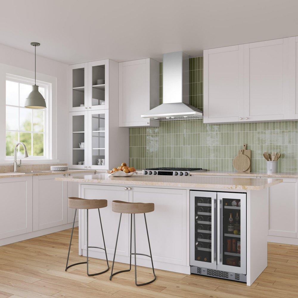 Avallon Stainless Steel 24 in. Built-in Beverage Center, French Door and Wine Cooler 