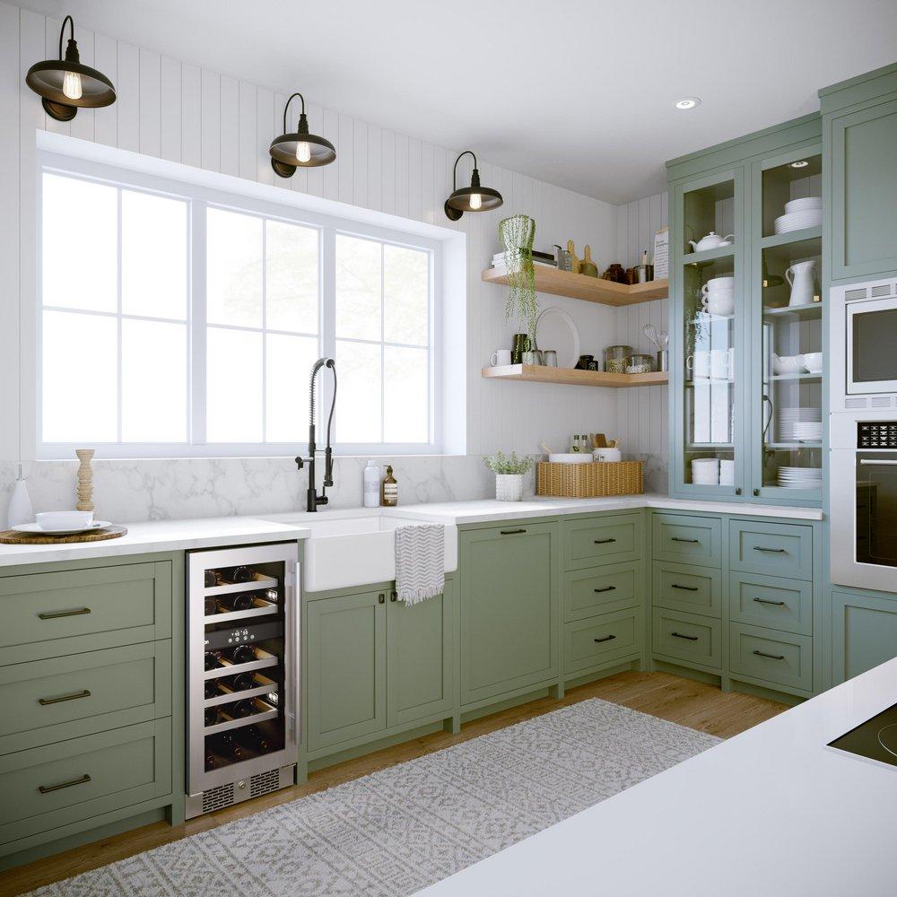 Avallon Stainless Steel 15 in. Built-in Dual Zone Left Hand Wine Cooler 