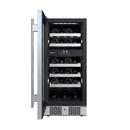 Avallon Stainless Steel 15 in. Built-in Dual Zone Left Hand Wine Cooler 