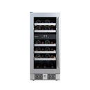 Avallon Stainless Steel 15 in. Built-in Dual Zone Left Hand Wine Cooler