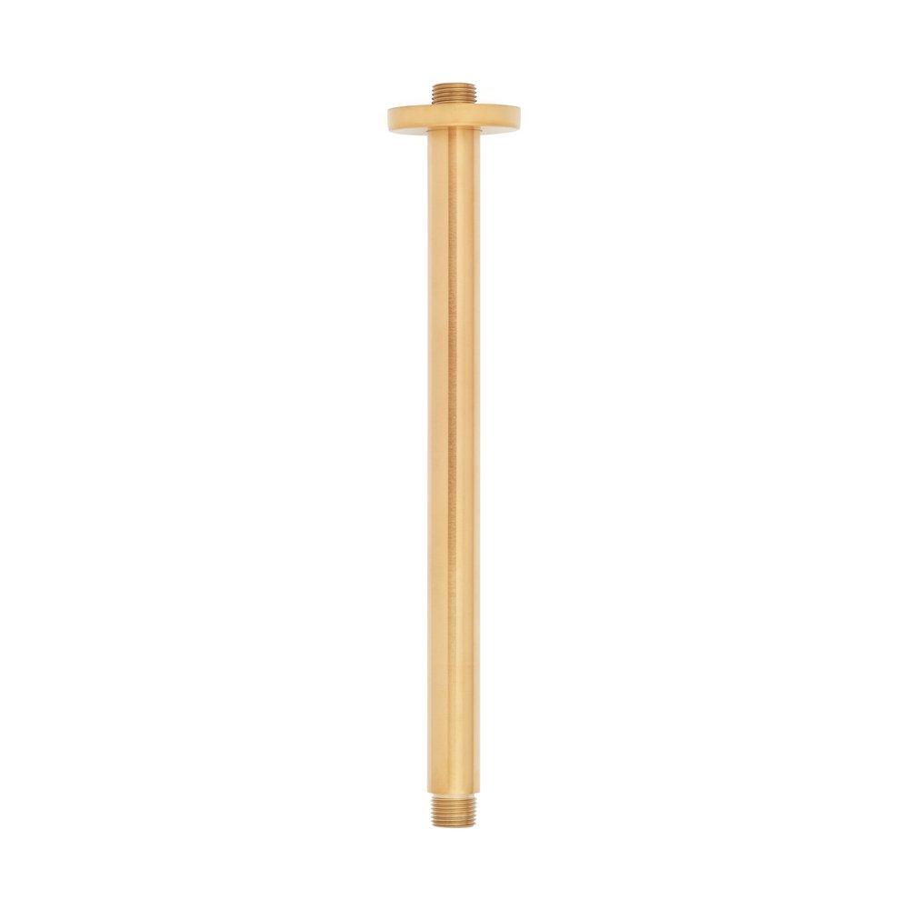 12 in. Ceiling Mount Shower Arm with Flange in Brushed Gold 