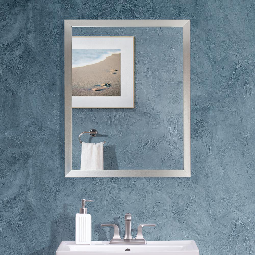 FGI Industries Brushed Nickel 36 x 30 in. Flat Edge Rectangular Framed Mirror 