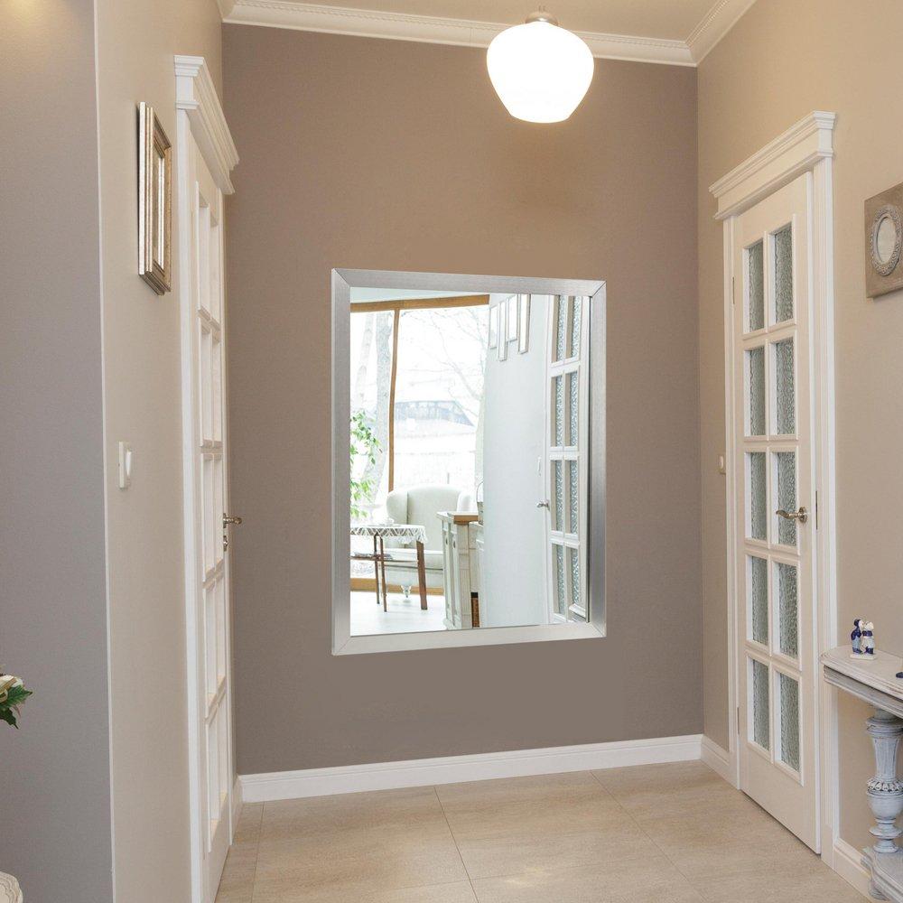 FGI Industries Brushed Nickel 36 x 30 in. Flat Edge Rectangular Framed Mirror 