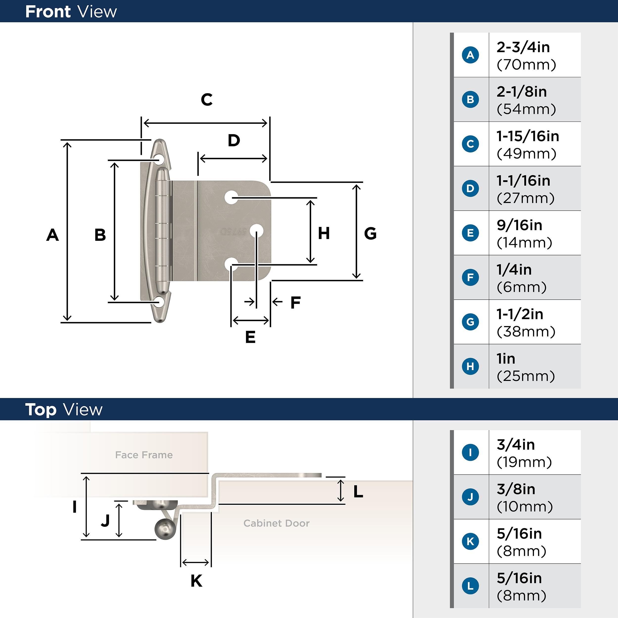 3/8 INSET FACE MNT SN HNG 10/ PK 