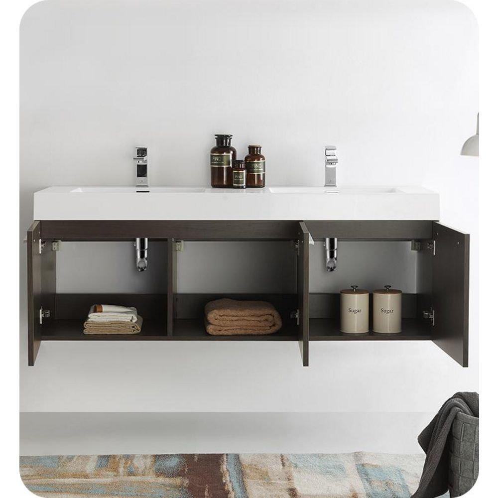 Fresca Bath Grey Oak 59 in. Wall Mount Vanity 