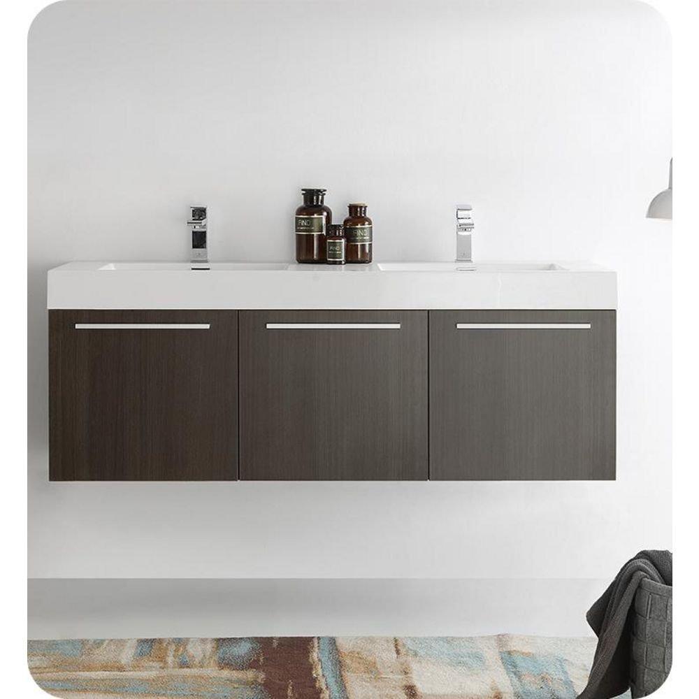 Fresca Bath Grey Oak 59 in. Wall Mount Vanity 