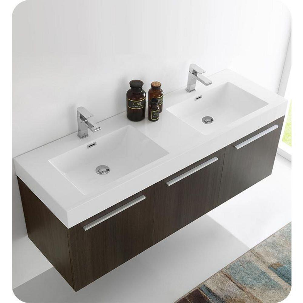Fresca Bath Grey Oak 59 in. Wall Mount Vanity 