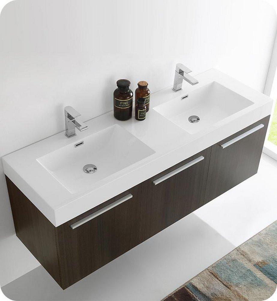 Fresca Bath Grey Oak 59 in. Wall Mount Vanity 