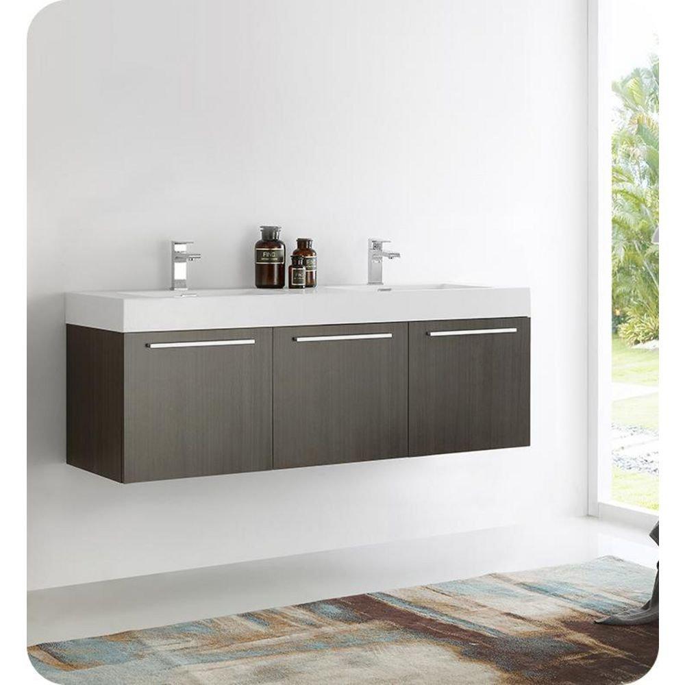 Fresca Bath Grey Oak 59 in. Wall Mount Vanity 