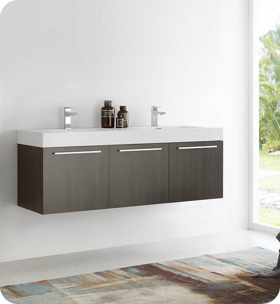 Fresca Bath Grey Oak 59 in. Wall Mount Vanity 