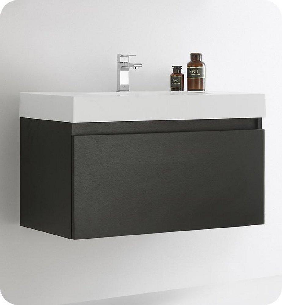 Fresca Bath Black 35-3/8 in. Wall Mount Vanity 