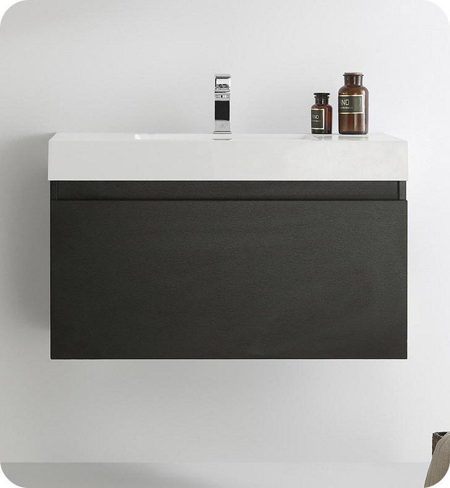 Fresca Bath Black 35-3/8 in. Wall Mount Vanity 