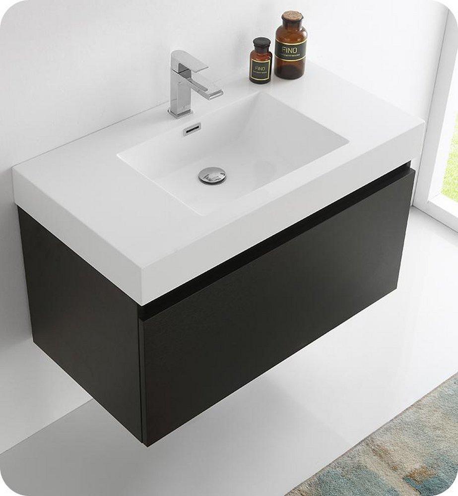 Fresca Bath Black 35-3/8 in. Wall Mount Vanity 