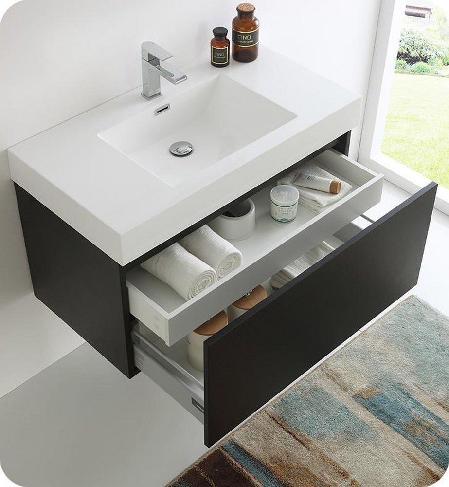 Fresca Bath Black 35-3/8 in. Wall Mount Vanity 