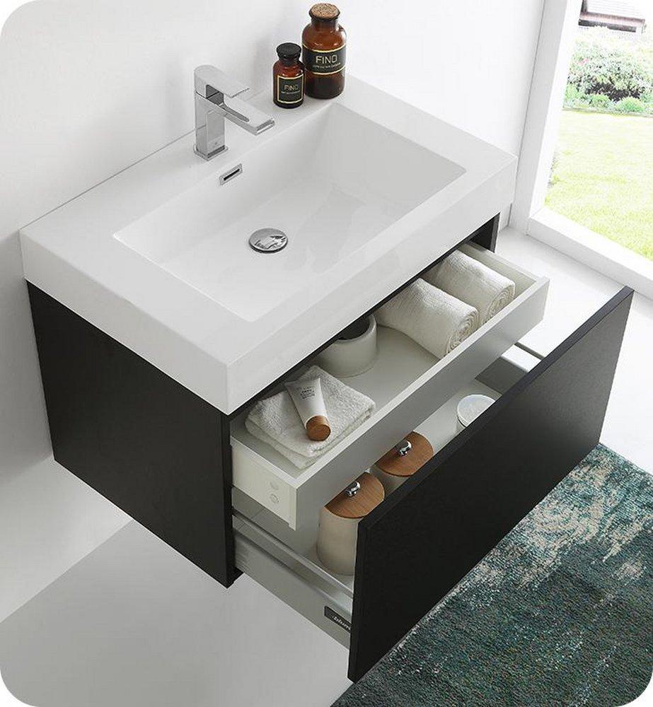 Fresca Bath Black 29-1/2 in. Wall Mount Vanity 