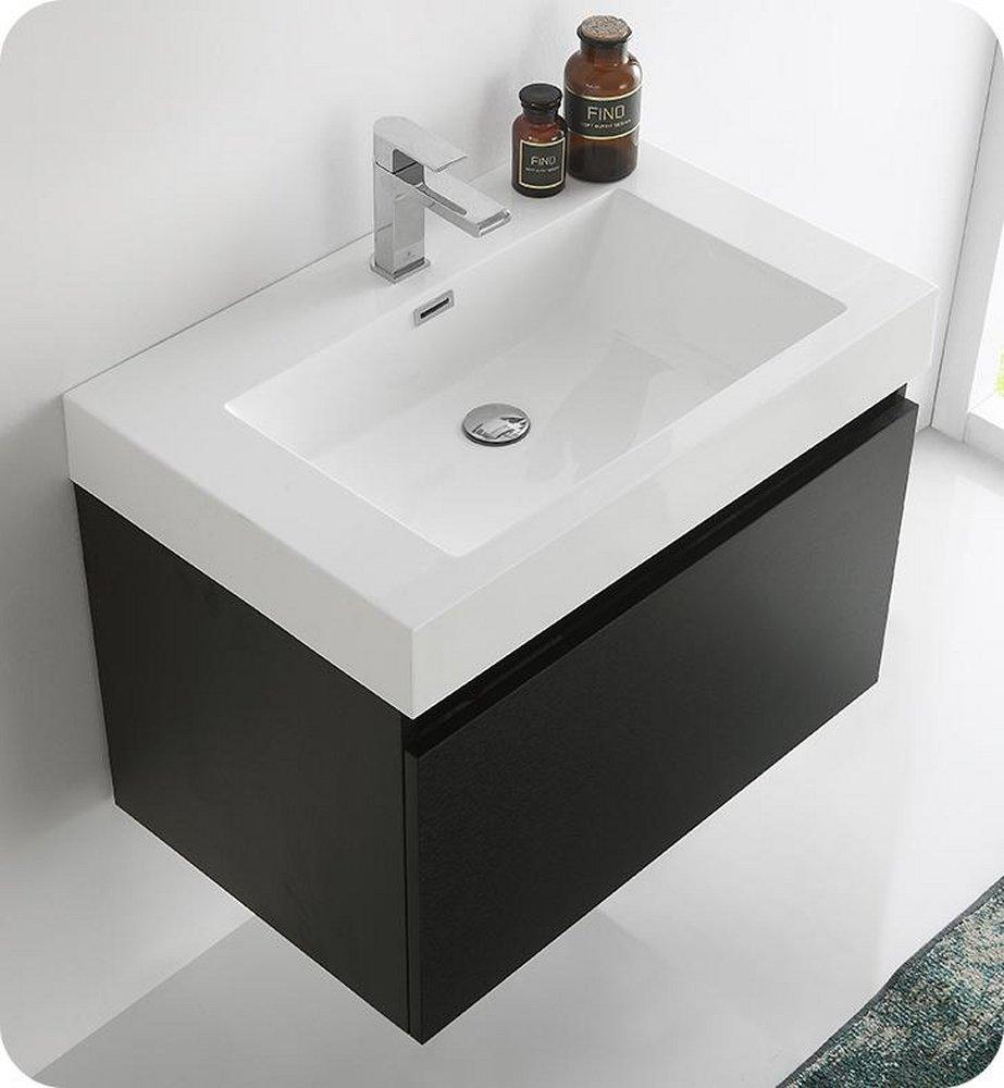 Fresca Bath Black 29-1/2 in. Wall Mount Vanity 