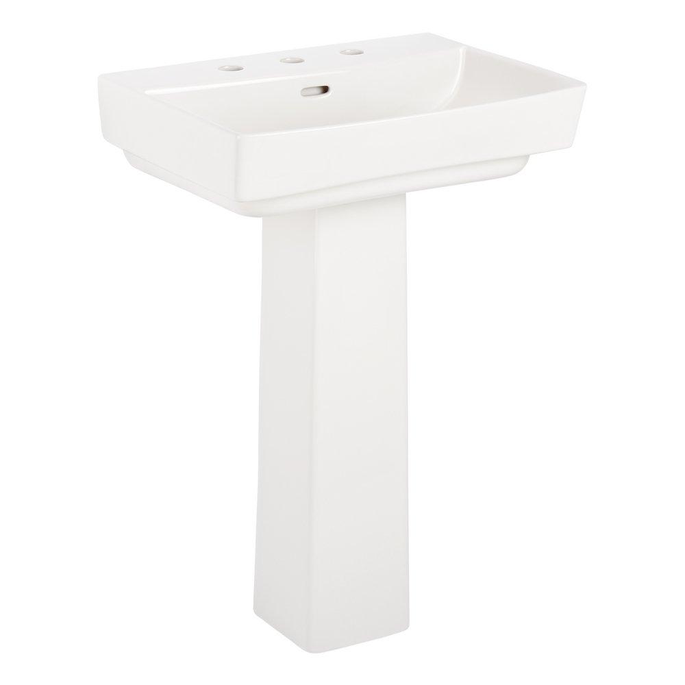 Signature Hardware White Pedestal Bathroom Sink 