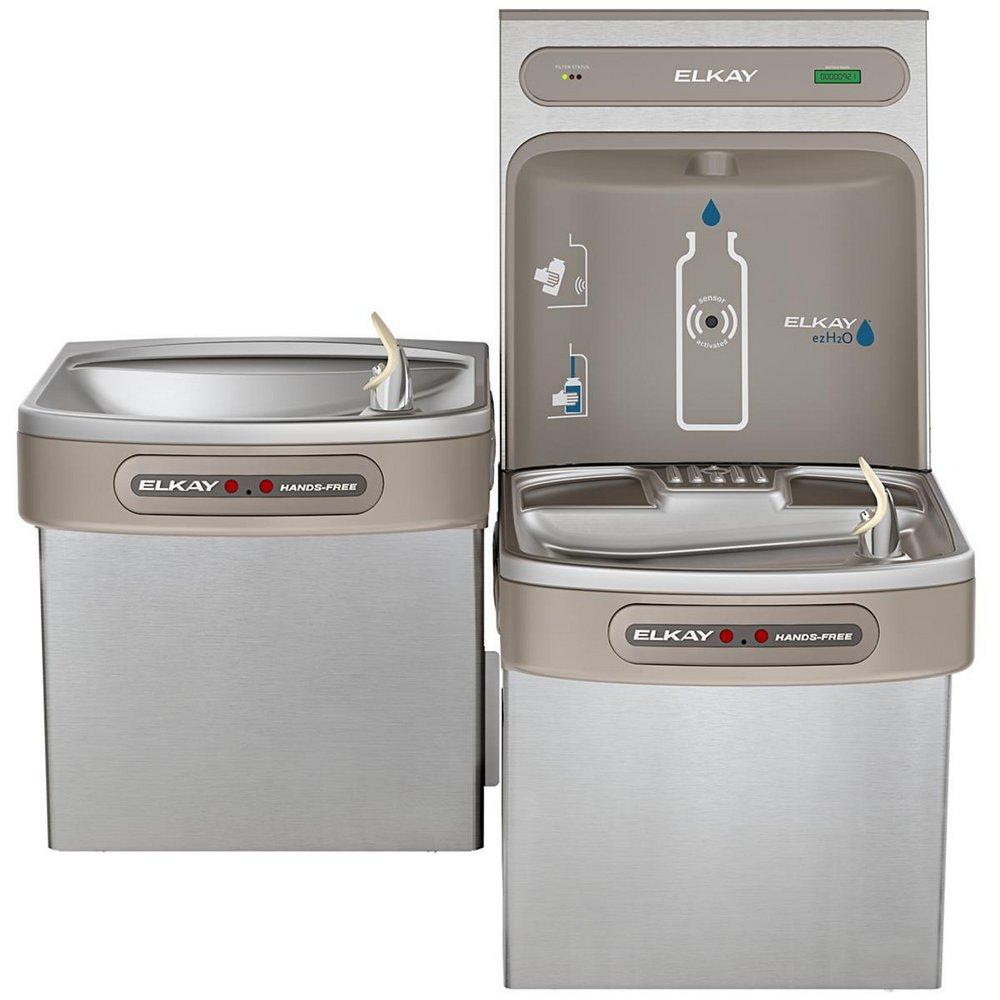 Elkay Stainless Steel Wall Mount Indoor Bottle Filling Station with Bi-Level ADA Cooler 