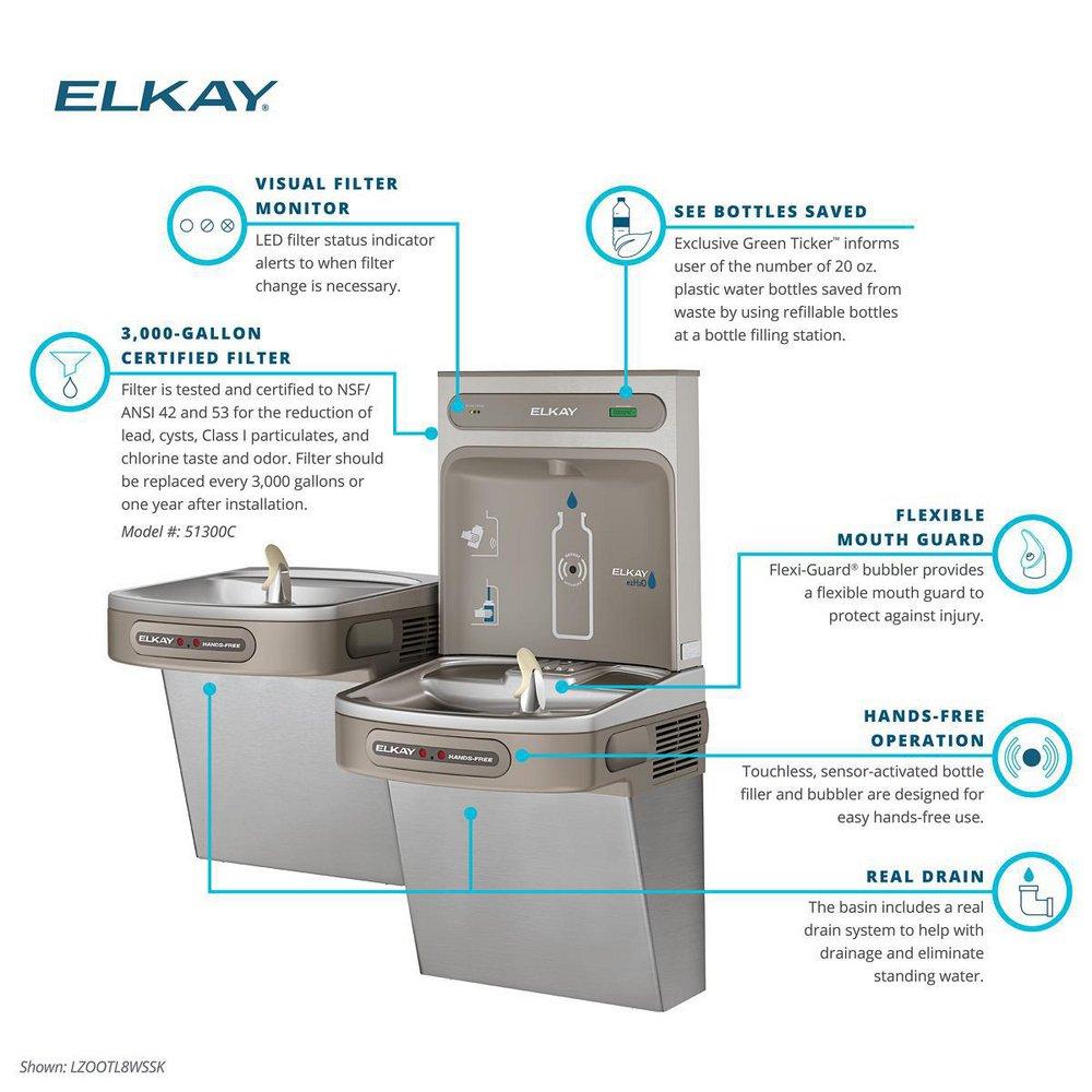 Elkay Stainless Steel Wall Mount Indoor Bottle Filling Station with Bi-Level ADA Cooler 