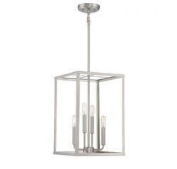 60W 4-Light Candelabra E-12 Pendant Light in Brushed Nickel