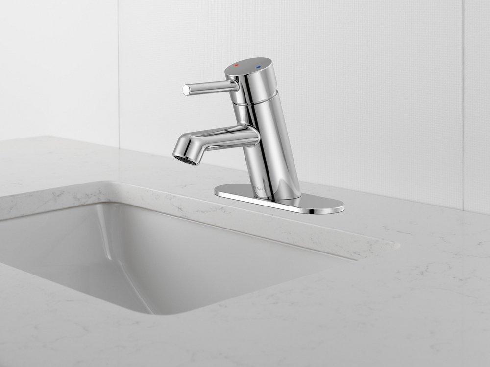 Peerless&reg; Polished Chrome Single Handle Monoblock Bathroom Sink Faucet Lever Handle 