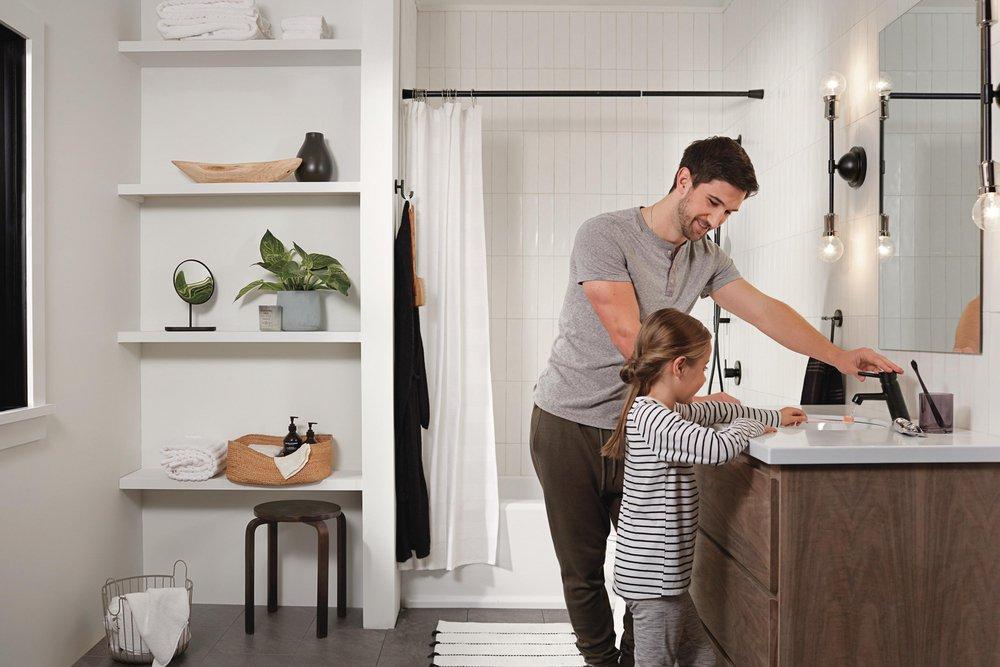 Single Handle Monoblock Bathroom Sink Faucet in Matte Black 