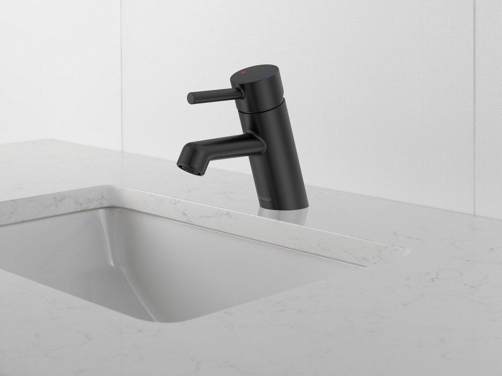 Single Handle Monoblock Bathroom Sink Faucet in Matte Black 